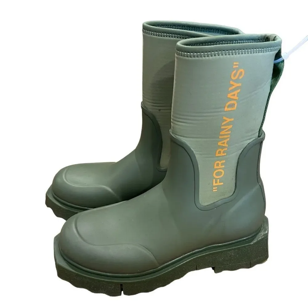 Revolve OFF-WHITE Zip-tie Rubber Rain Boots in Green (Women's)