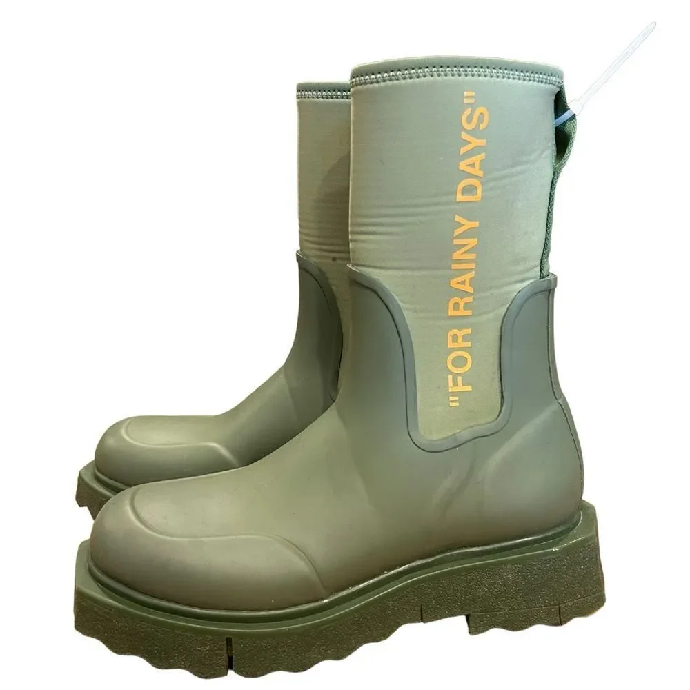 Revolve OFF-WHITE Zip-tie Rubber Rain Boots in Green (Women's)