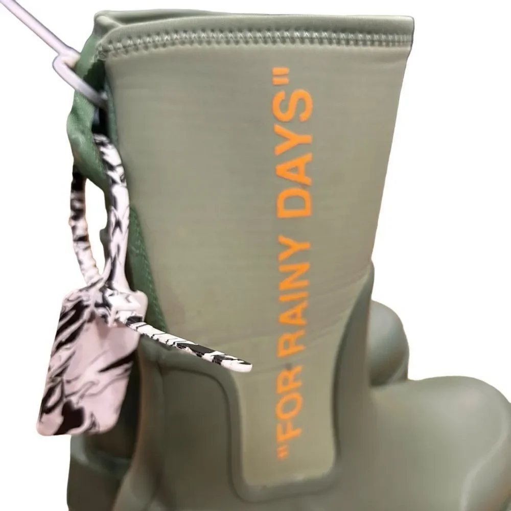 Revolve OFF-WHITE Zip-tie Rubber Rain Boots in Green (Women's)