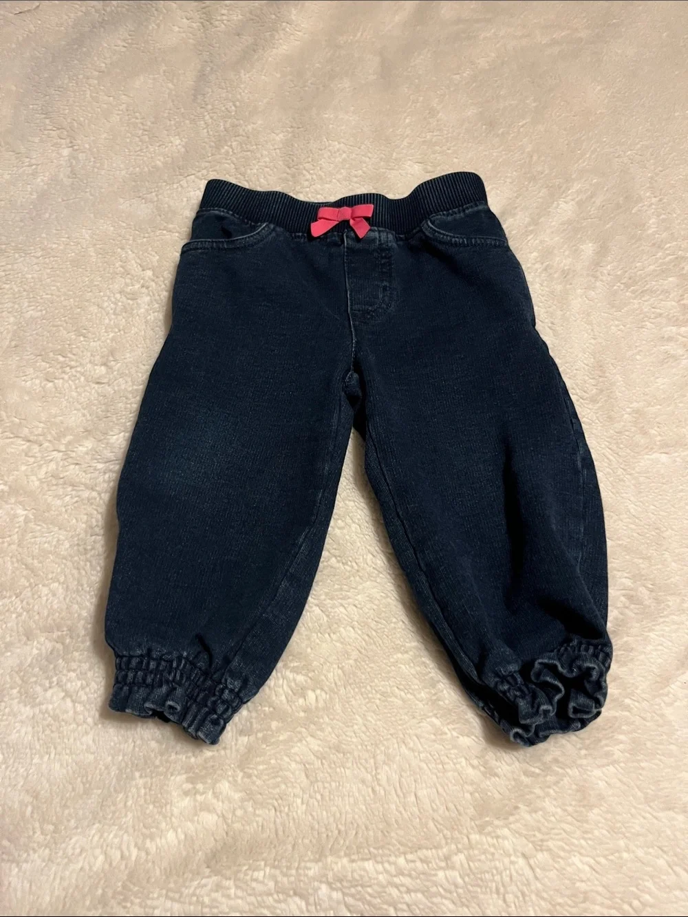 Gymboree Navy Jeans with Pink Waist Bow