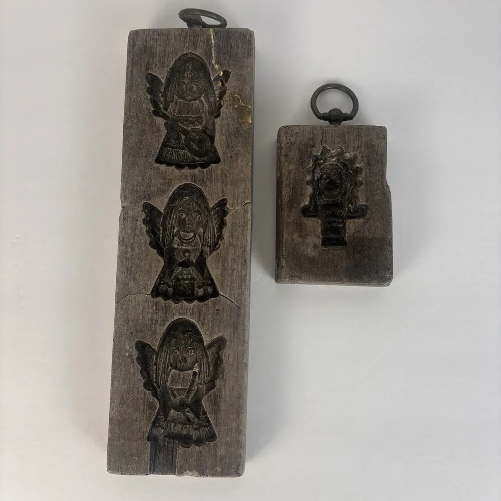 1973 Laxa Family Triple Angel Cookie Mold & single mold Wall Hanging DMG READ