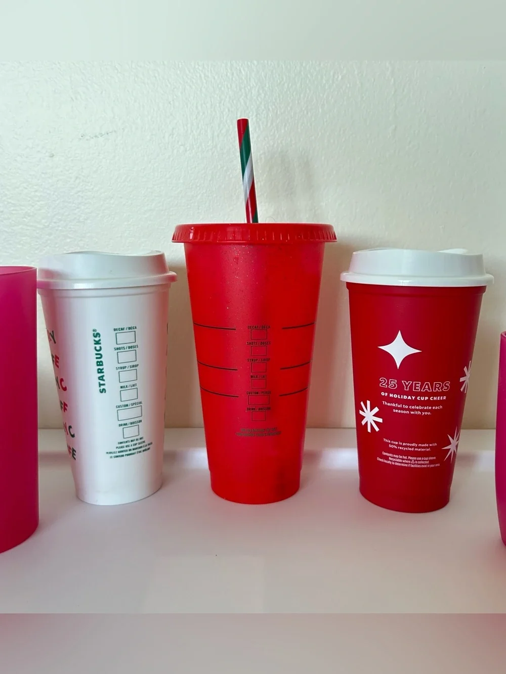 NWOT College Student Dorm Room Starbucks Cup Mug Bundle Coffee Tea Water Pink