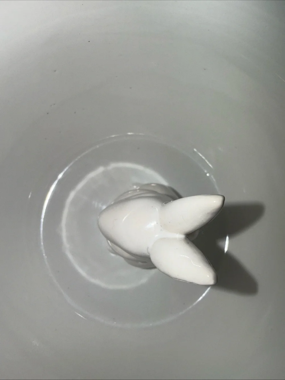 Kcare Pink & White Stoneware Bowl w Bunny in the Center See Pics For Measurement