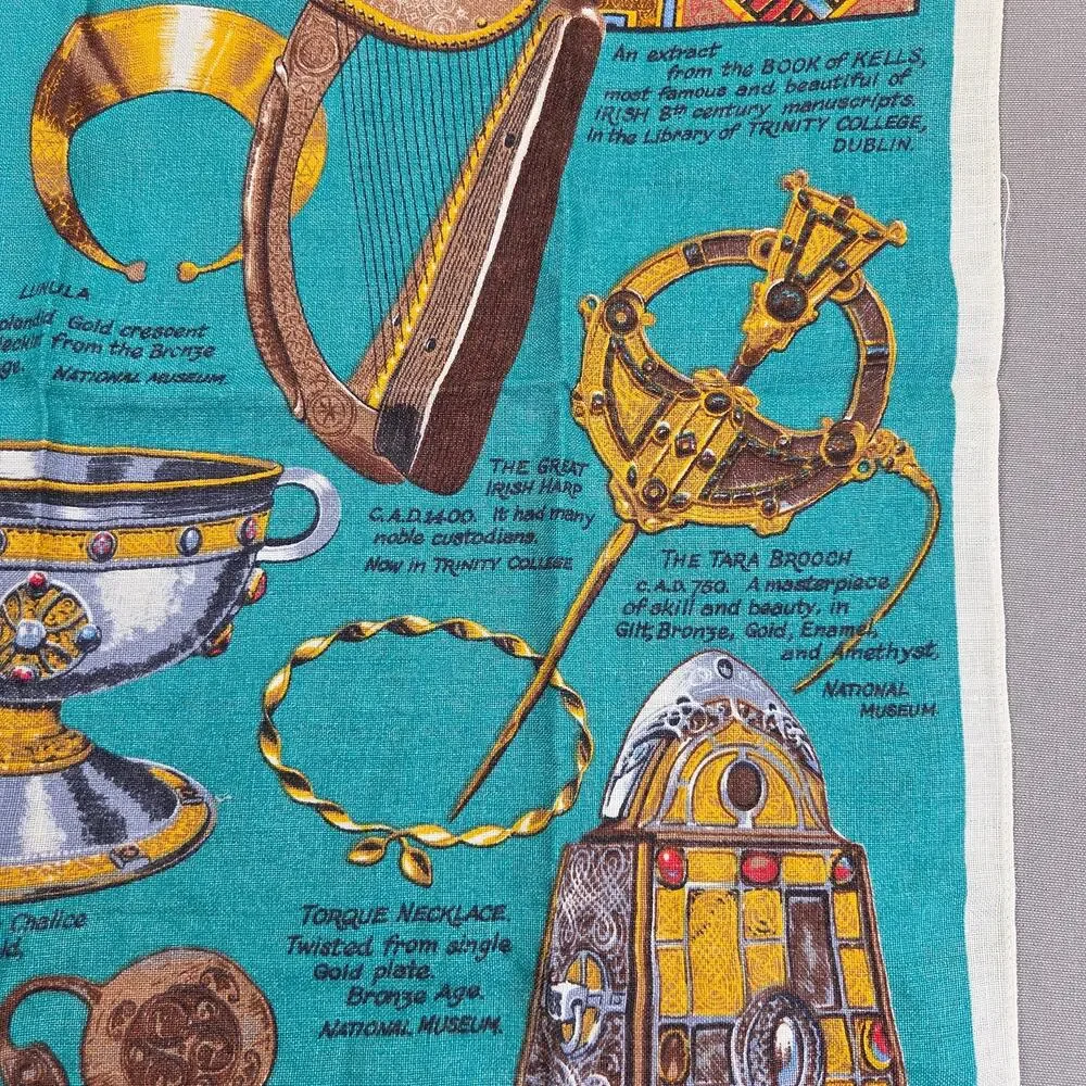 Vintage Nelson Ireland's Treasures Pure Linen Tea Towel Made In Ireland 29x19