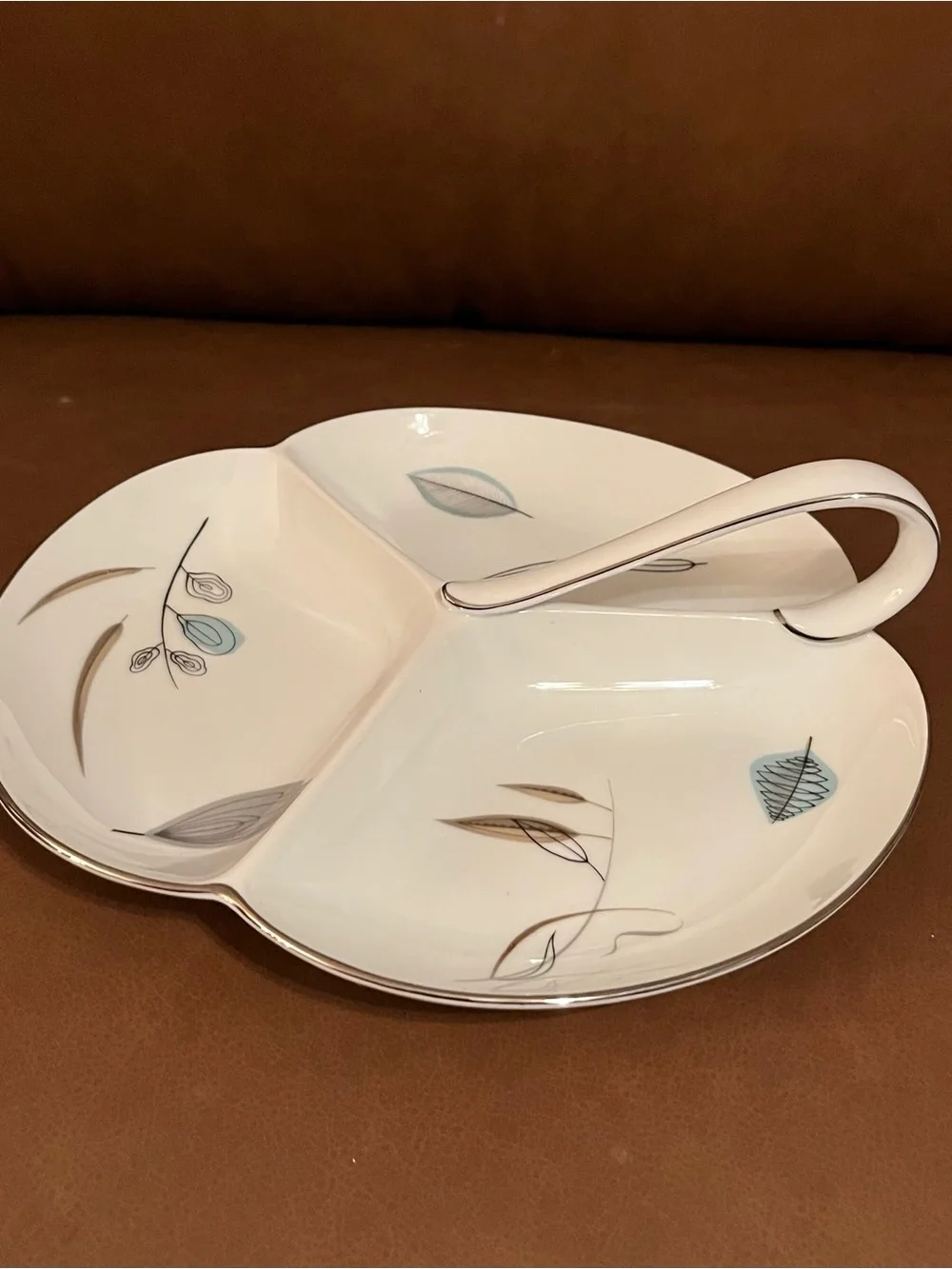 Vtg Noritake 1358 Leaf China Divided Serving Tray
