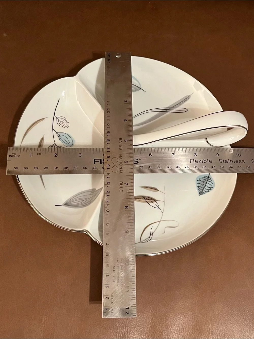 Vtg Noritake 1358 Leaf China Divided Serving Tray