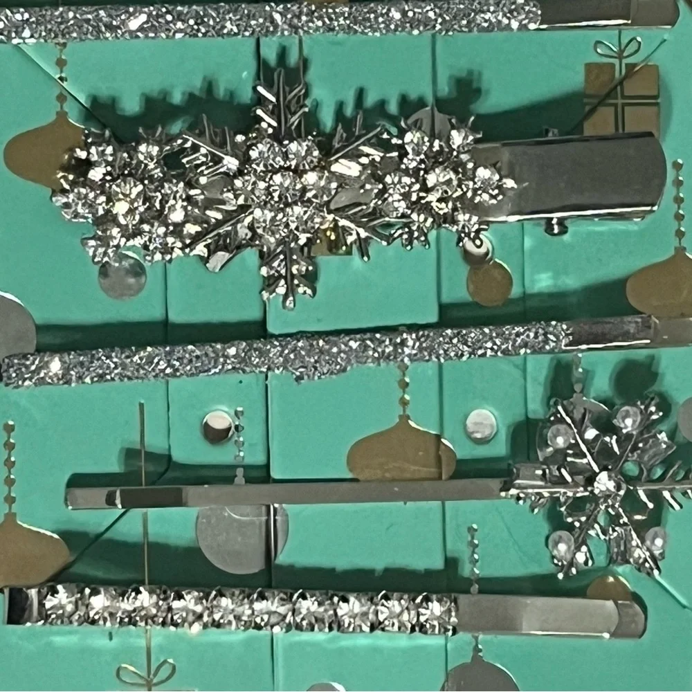 Christmas holiday hair clip barrettes‎ rhinestones sparkly party bling