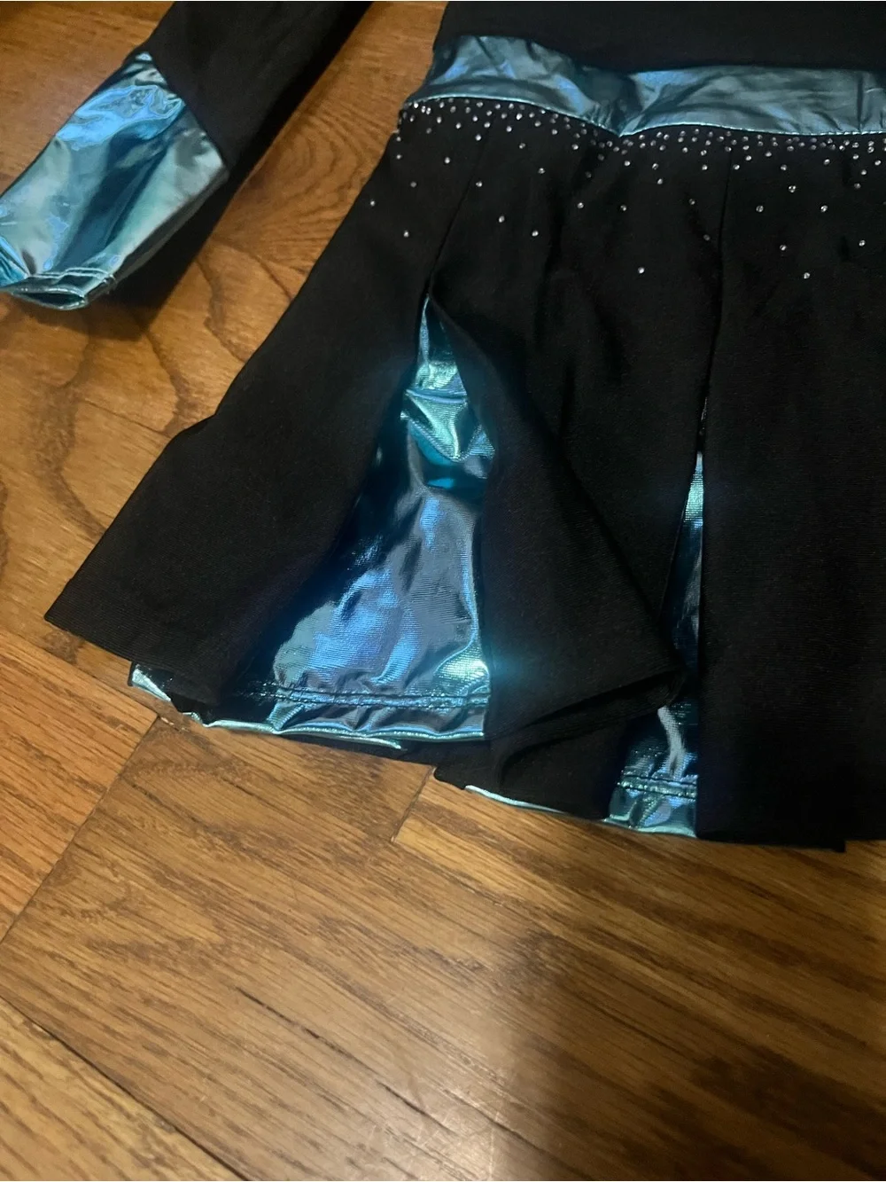 New teal and black  Long Sleeve Cheerleading Dance Halloween uniform girls sz 10