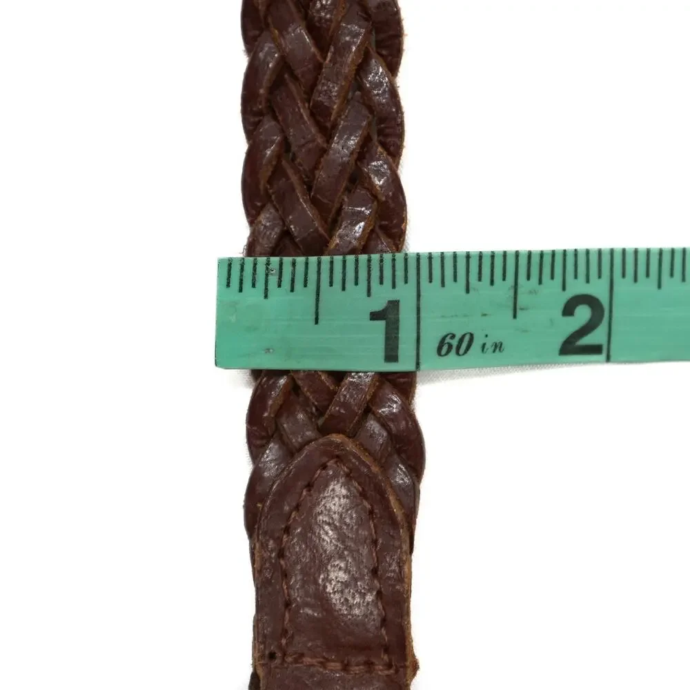 Genuine Leather Brown Braided Belt Size Large