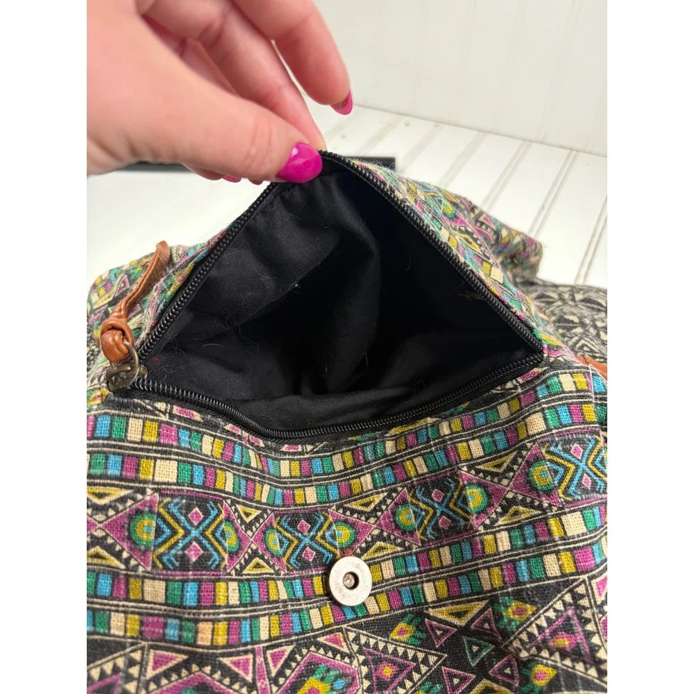 Mossimo Vintage Y2K Boho Hippie Tribal Multicolor Yin Yang Backpack Bookbag