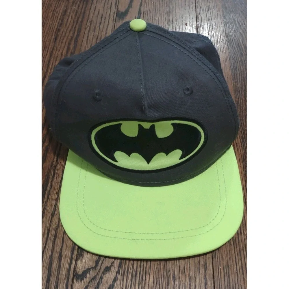 DC Comics Batman Hat Youth Boys Charcoal Grey Neon Lime Green Snapback Cap