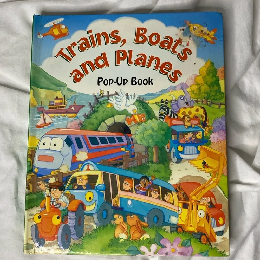 Trains Boats and Planes Interactive Pop-Up Children's Book Educational Transport