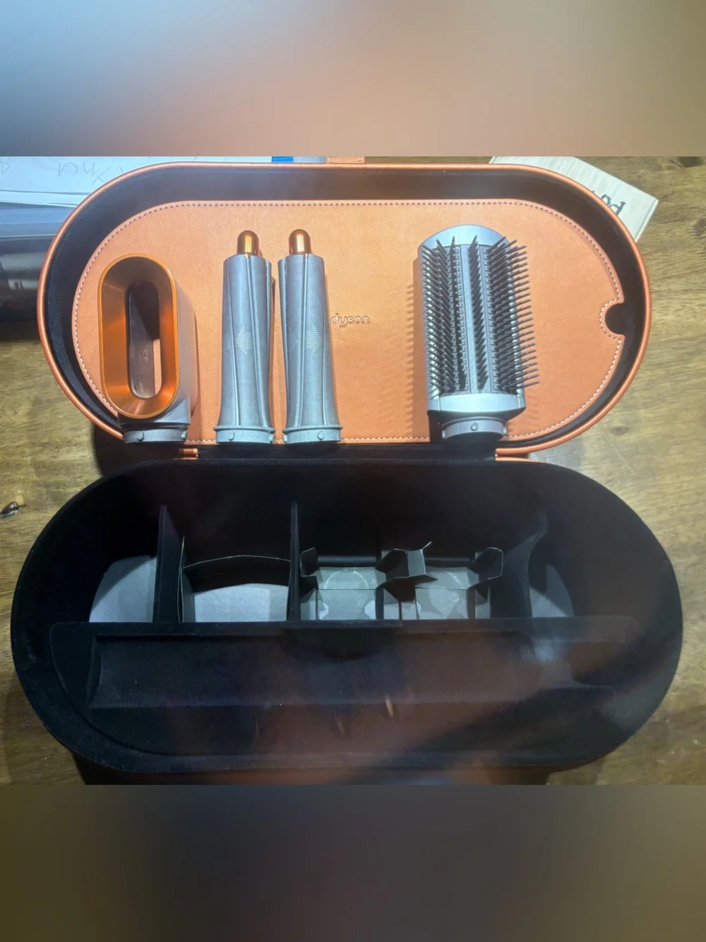 Dyson Airwrap Accessories and Case - Orange and Silver Attachments