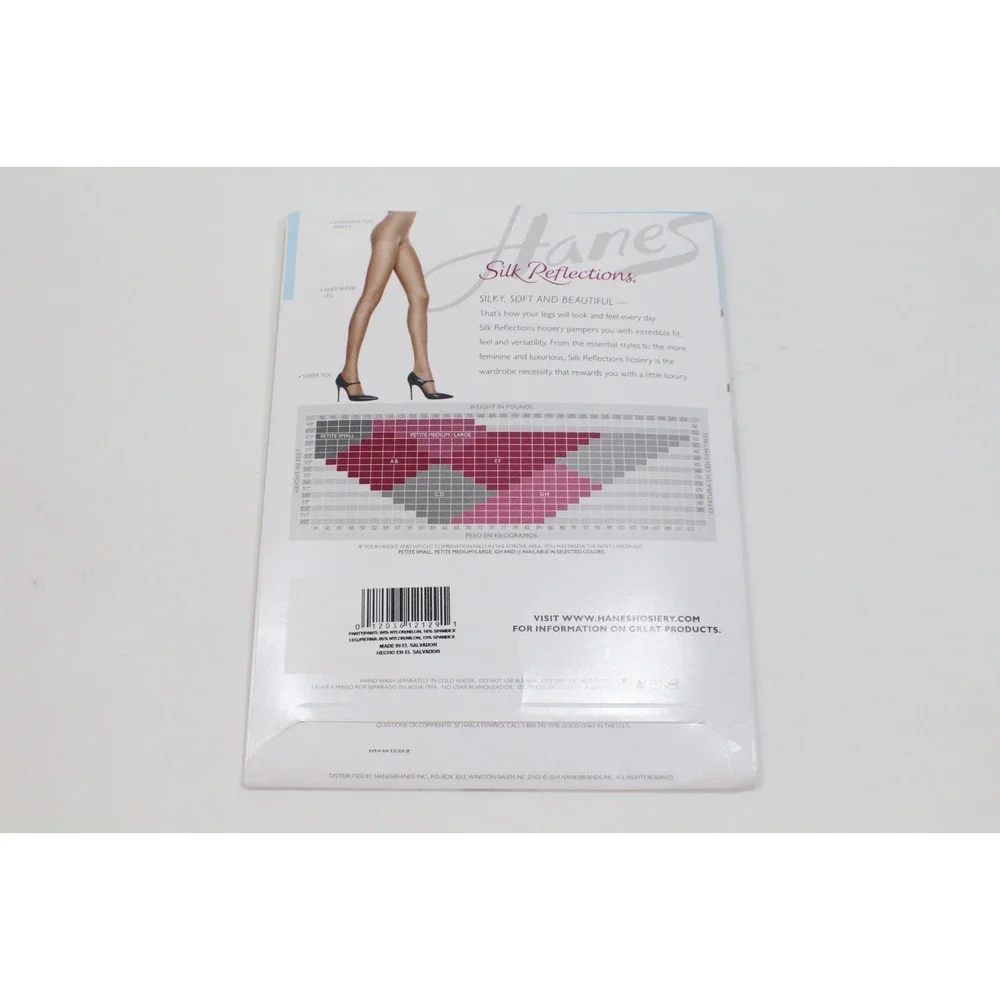 Hanes Silk Reflections Silky Sheer Jet Black Control Top Pantyhose Sz AB