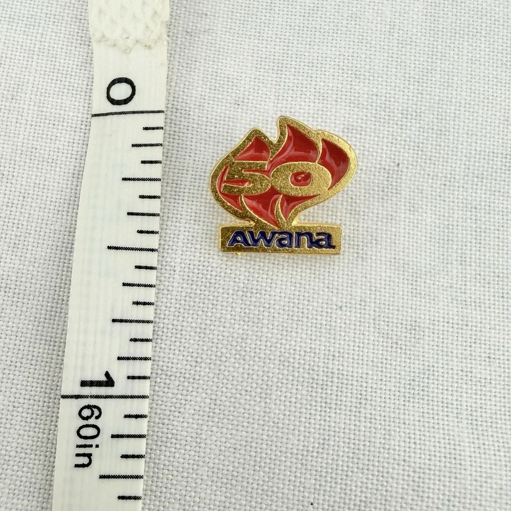 Vintage AWANA 50 Lapel Pin / Tie Tac Vest Hat‎ 50th Anniversary Gold Tone Gift