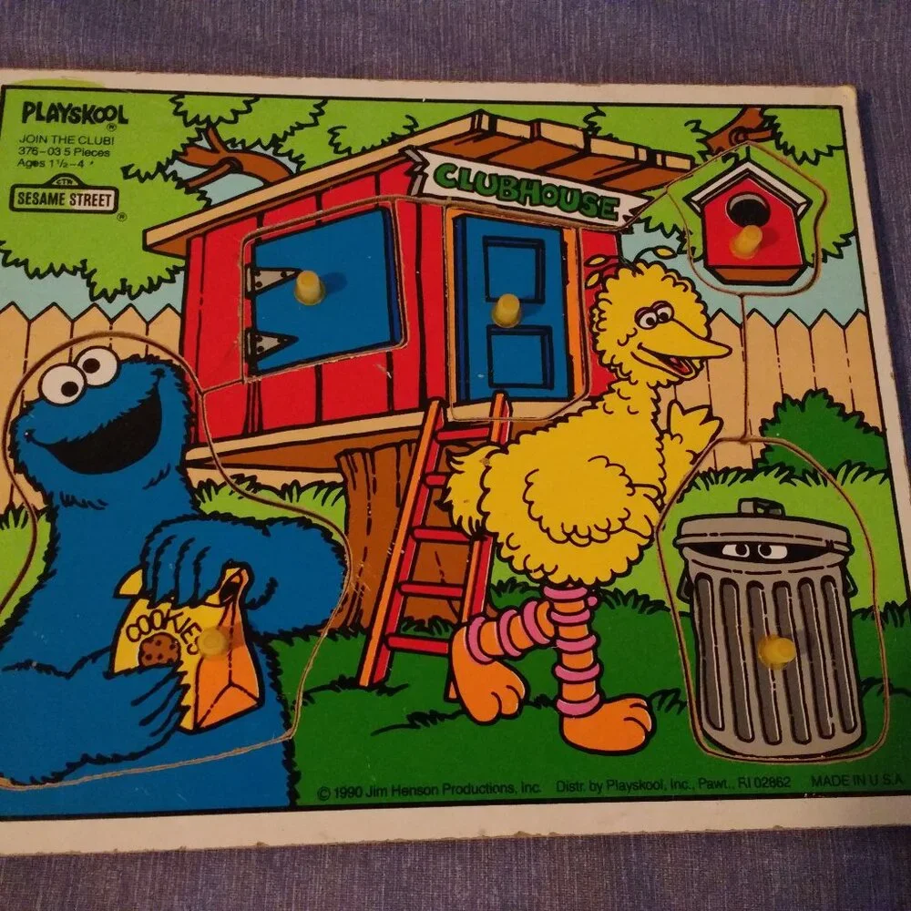 Playskool Wooden Peg Puzzles #376 Join the club x 5 pieces Vintage