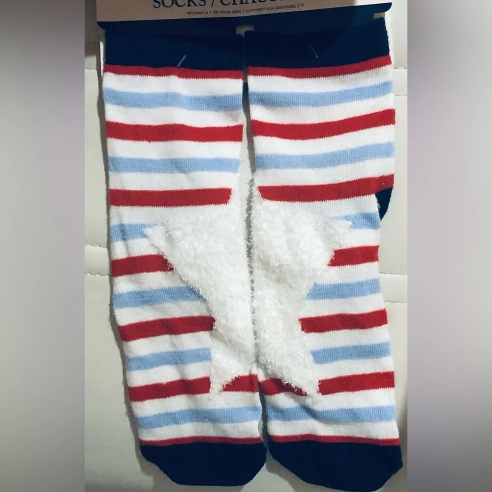Pair of Red white & blue patriotic‎ Americana striped socks new - 1 pair