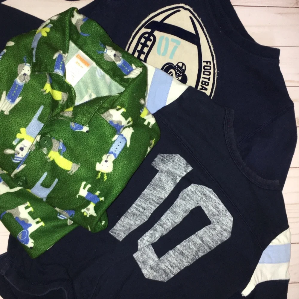 Gymboree Boys 4T Clothing Set Long Sleeve shirt Football  and Green Dog pjs