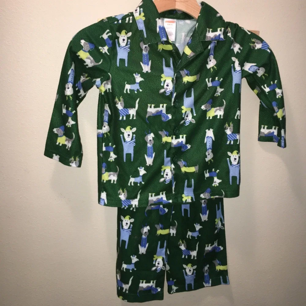 Gymboree Boys 4T Clothing Set Long Sleeve shirt Football  and Green Dog pjs