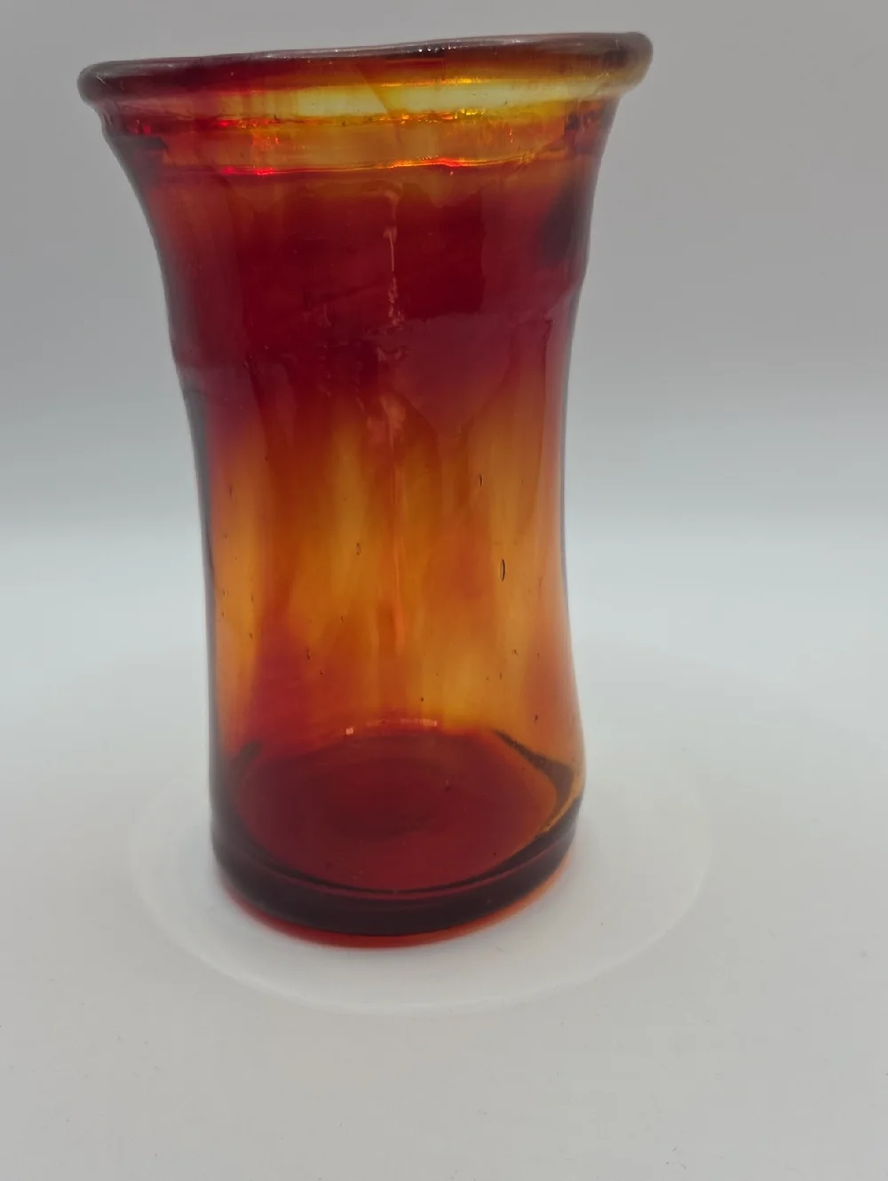 Amber Blown Glass 5 Inch Vase. Vintage