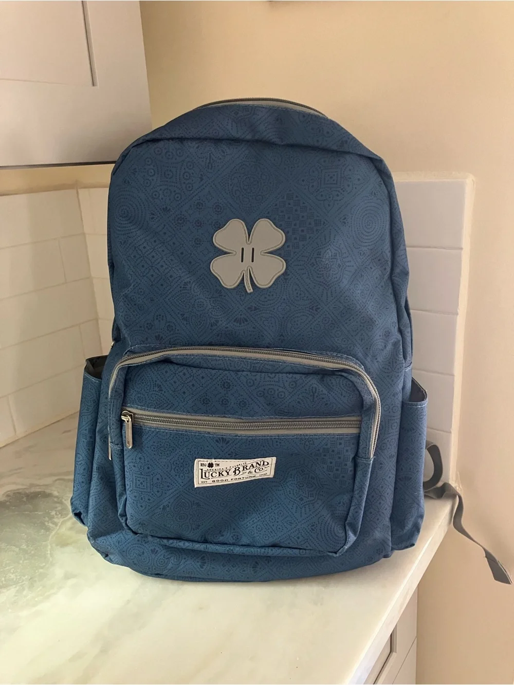 Lucky Brand Navy Blue Backpack with Clover Patch