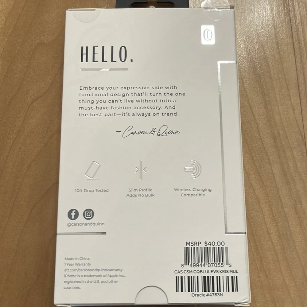 New iPhone 12 Pro Max Carson & Quinn Blue Leaves Anti Microbial Case