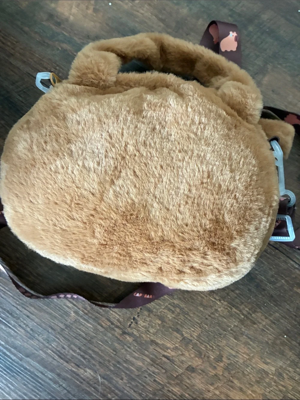 Popmart The Monsters Keychain and a unbranded capybara plush crossbody with pen