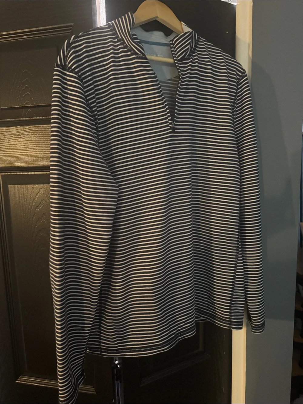 J. Crew Performance Striped Pullover in Light Blue and White