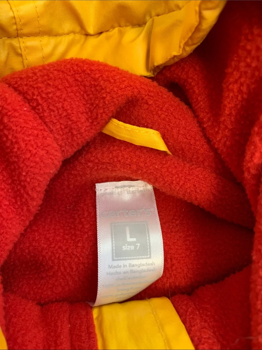 Firefighter Rain Coat Yellow Kids Hooded Carters Boys Size 7 Large Fire Chief