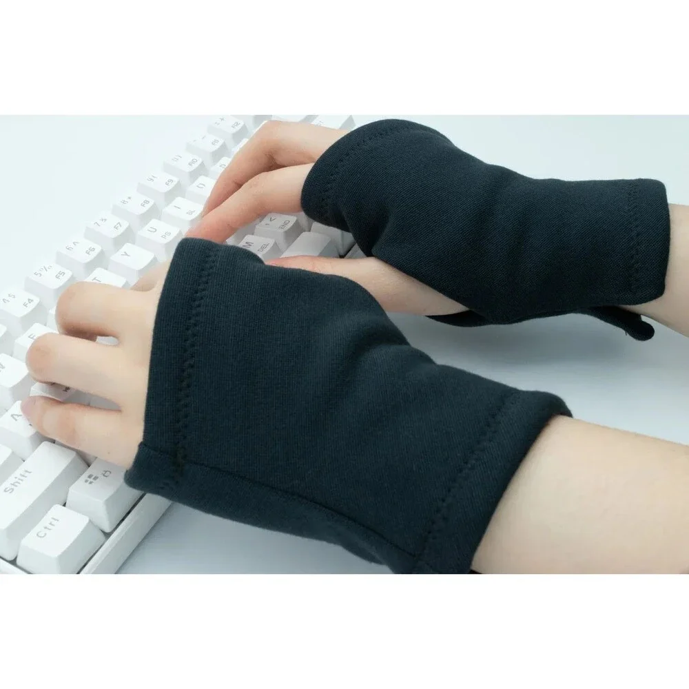 Basic Fleece-Lined Fingerless Gloves Graphite Warm Typing Gaming Unisex Small