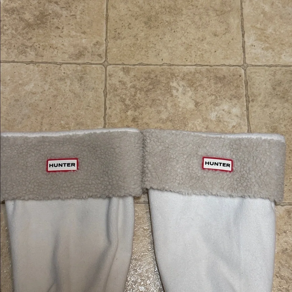 Hunter Ivory Sheepy Fleece Cuff Boot Socks NEW LARGE
