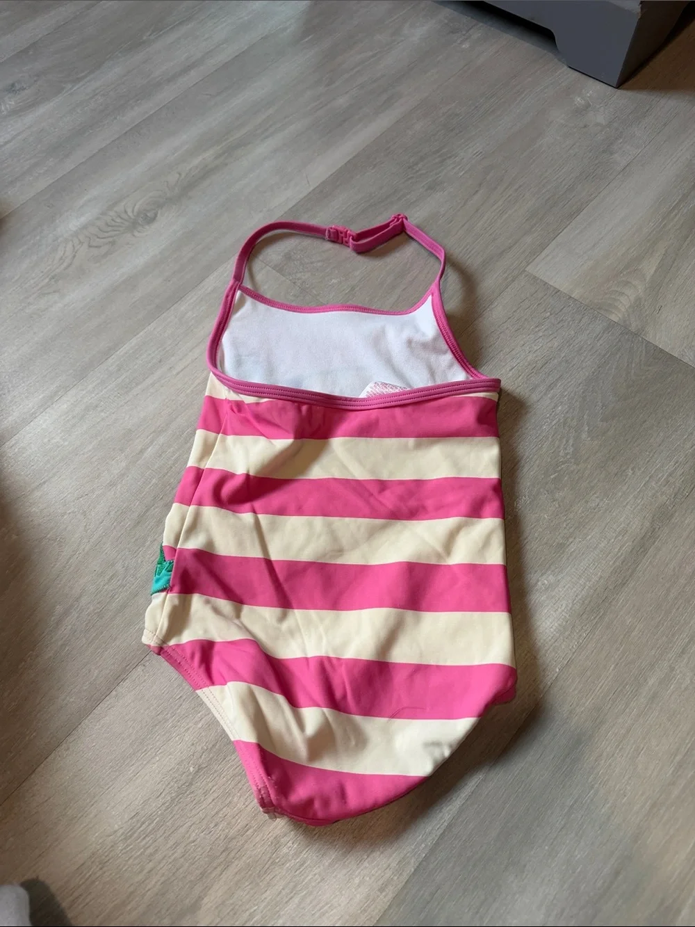 Mini Boden  Pink & Cream Striped Girls Swimsuit size 2-3 yr