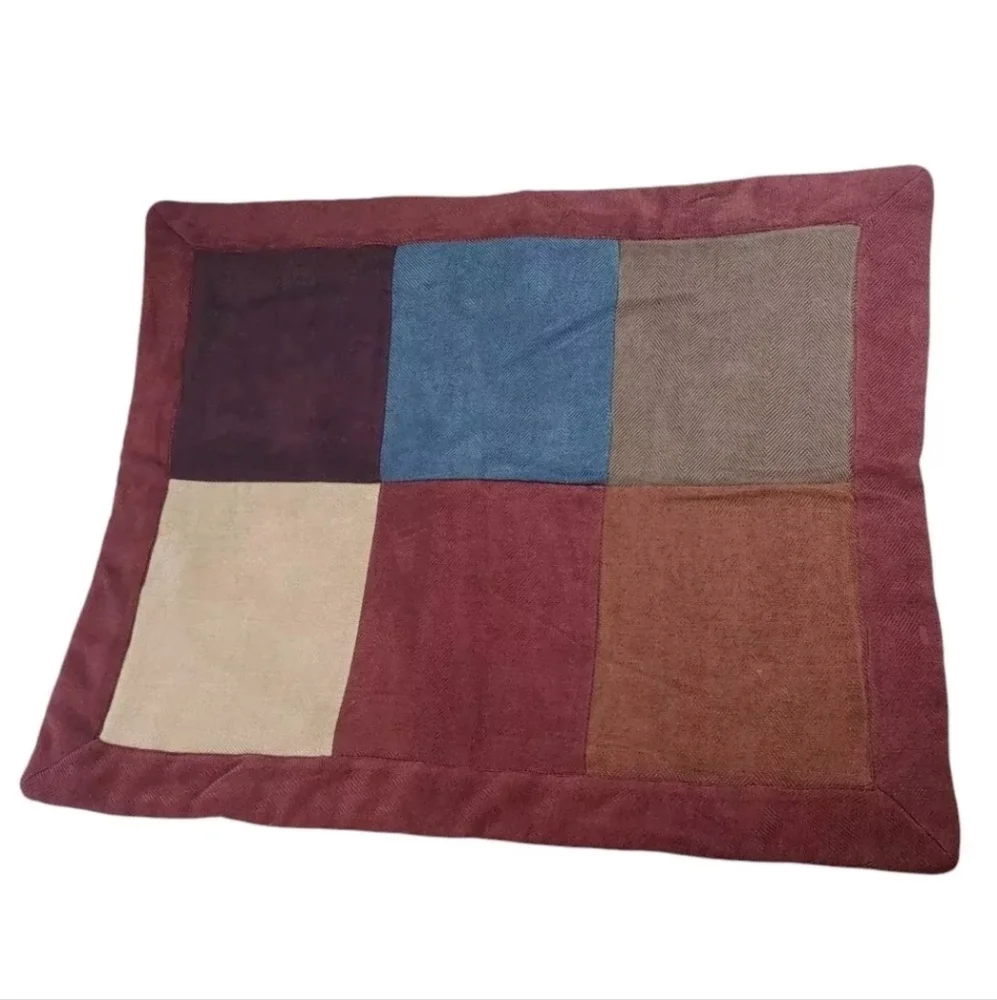 Croscill Chenille Earthy Fall Patchwork Quilted 1 Pillow Sham Standard Sz 26/20