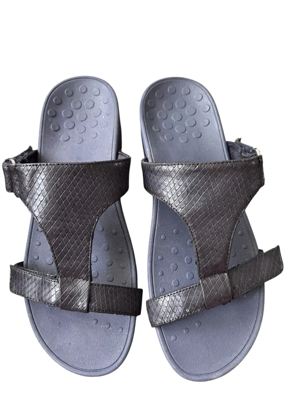 Vionic Ellie Navy Adjustable Wedge Slide Sandals Orthotic Size 9