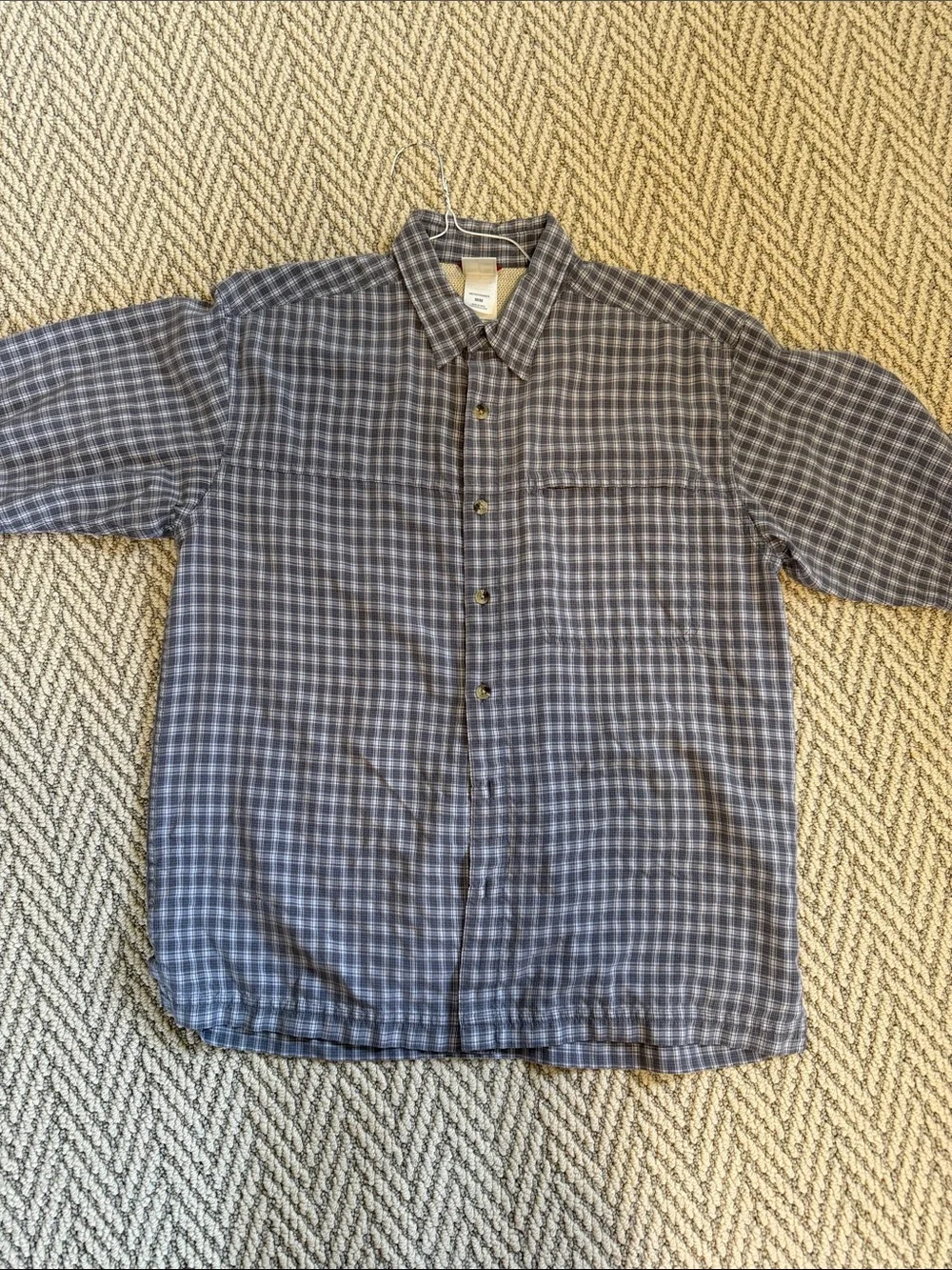 The North Face Blue Plaid Short-Sleeve Button-Down Shirt
