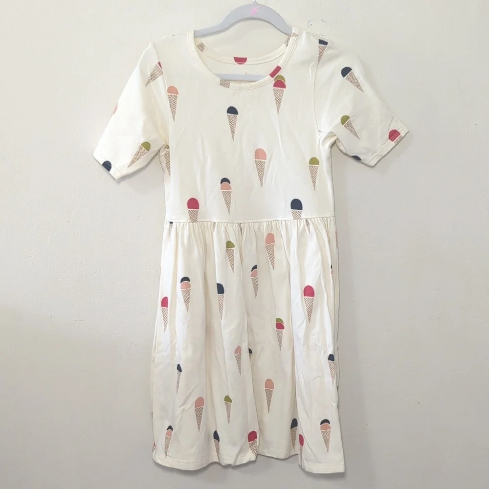 Pink Chicken Organic Steph Dress + Cartwheel Leggings Ice Cream Print Size 7