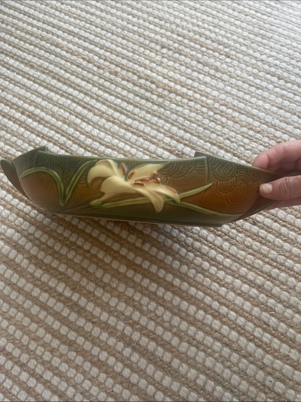 Roseville Pottery Console Bowl Zephyr Lily