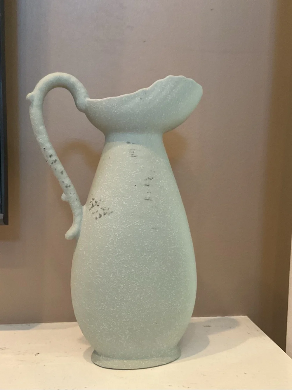 Japanese vintage Mint Green Floral Pitcher Vase