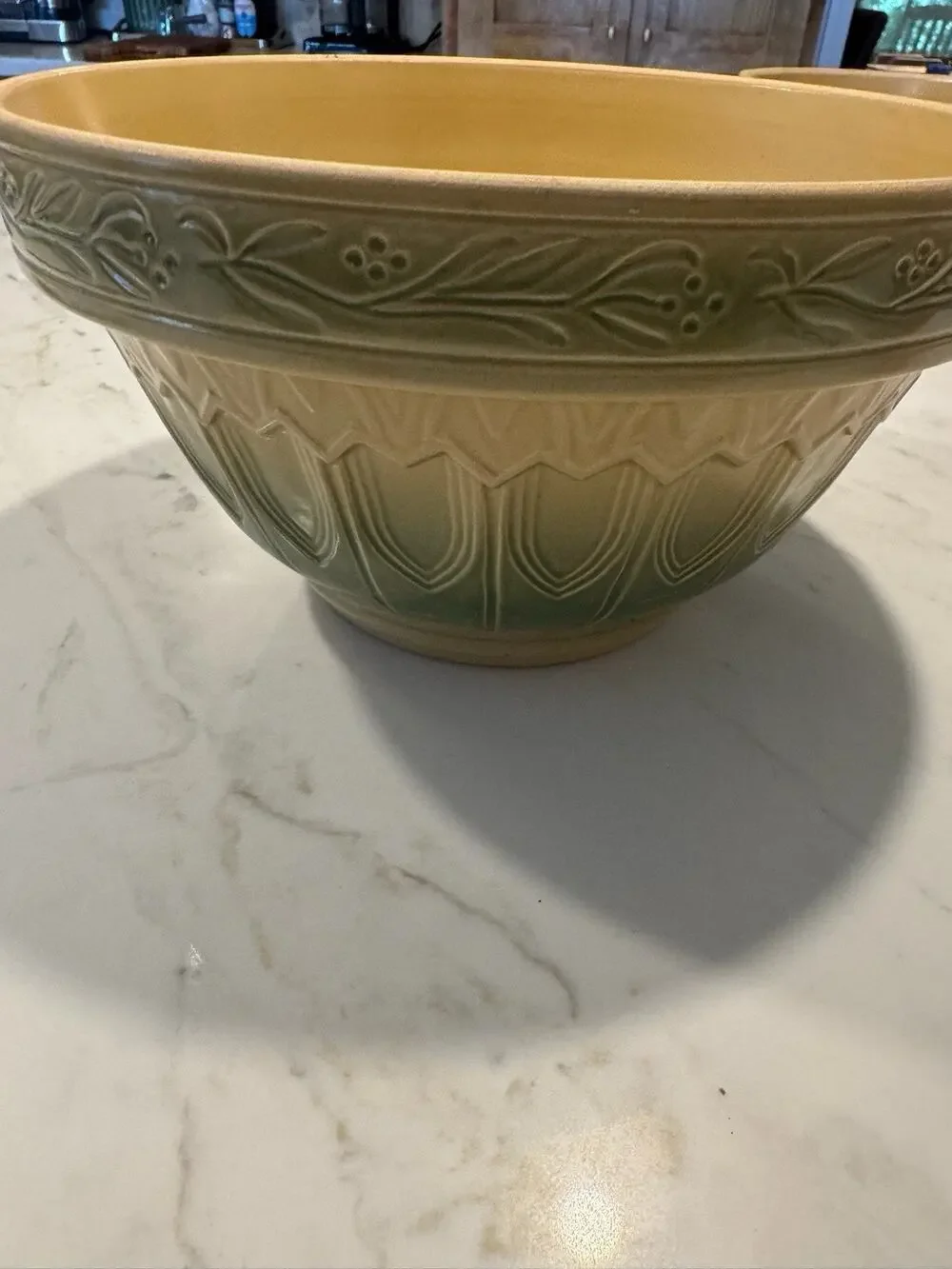 Over and Back Yellow Ware Large Mixing Bowl 10.5