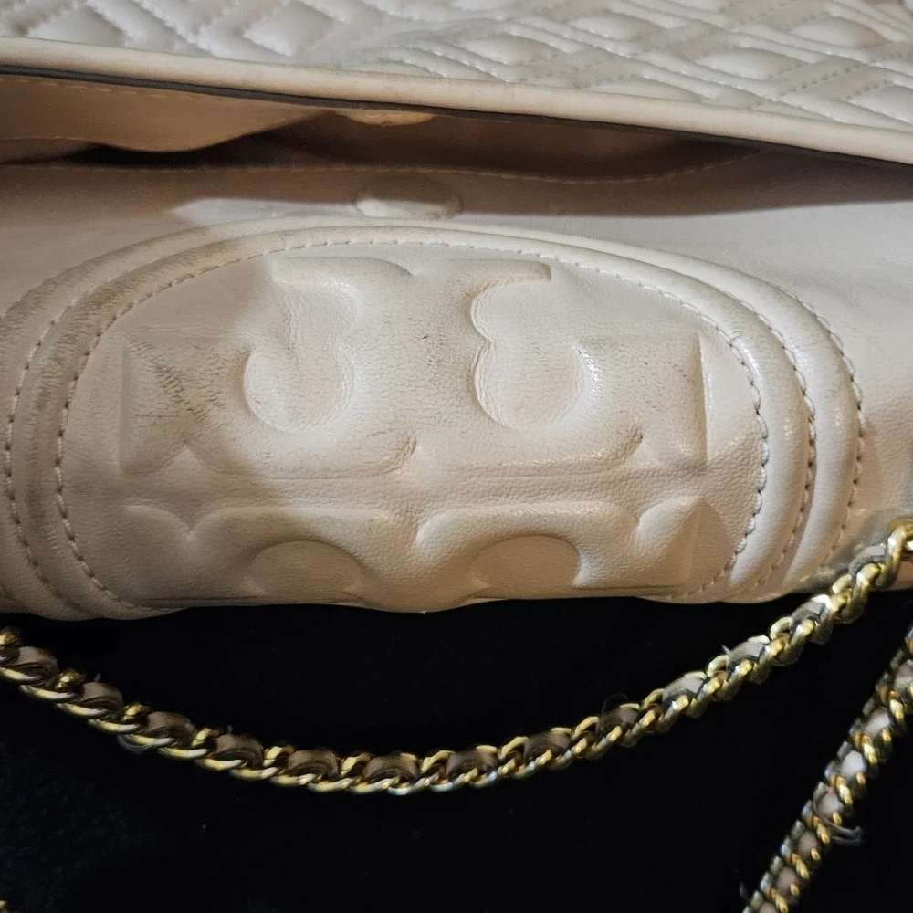 Tory Burch Elegant Fleming Blush Pink Quilted Shoulder Bag