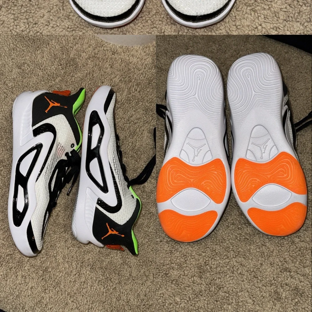 Jordan Men's White/Black/Orange Athletic Basketball Shoes