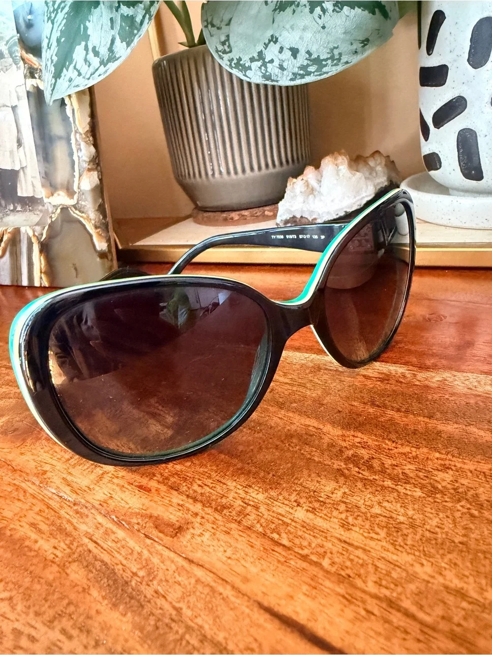 Tory Burch Sunglasses - yellow/green trim with case