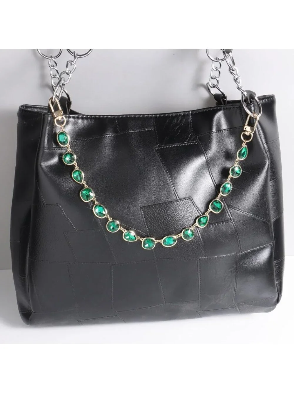 Multicolor Gemstone Purse Bag with Plated Gold Chain - Pink, Blue, Green, Red