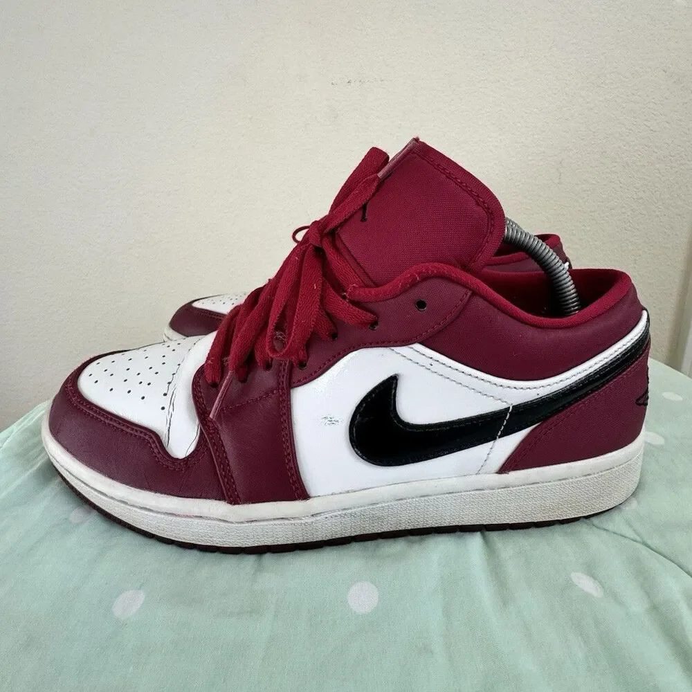 Jordan Air Jordan 1 Low Men’s Lace-Up Sneakers Burgundy/White/Black Size 9.5