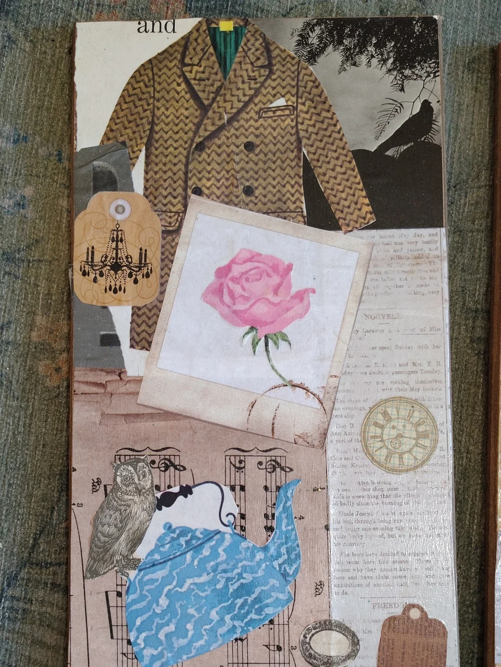 Handmade Decopauged Collage Repurposed Wall Plaque