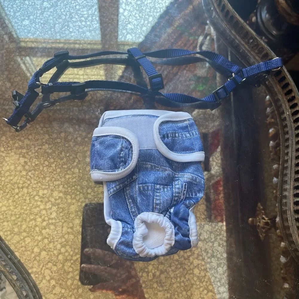NAVY HARNESS with Denim Bottoms!