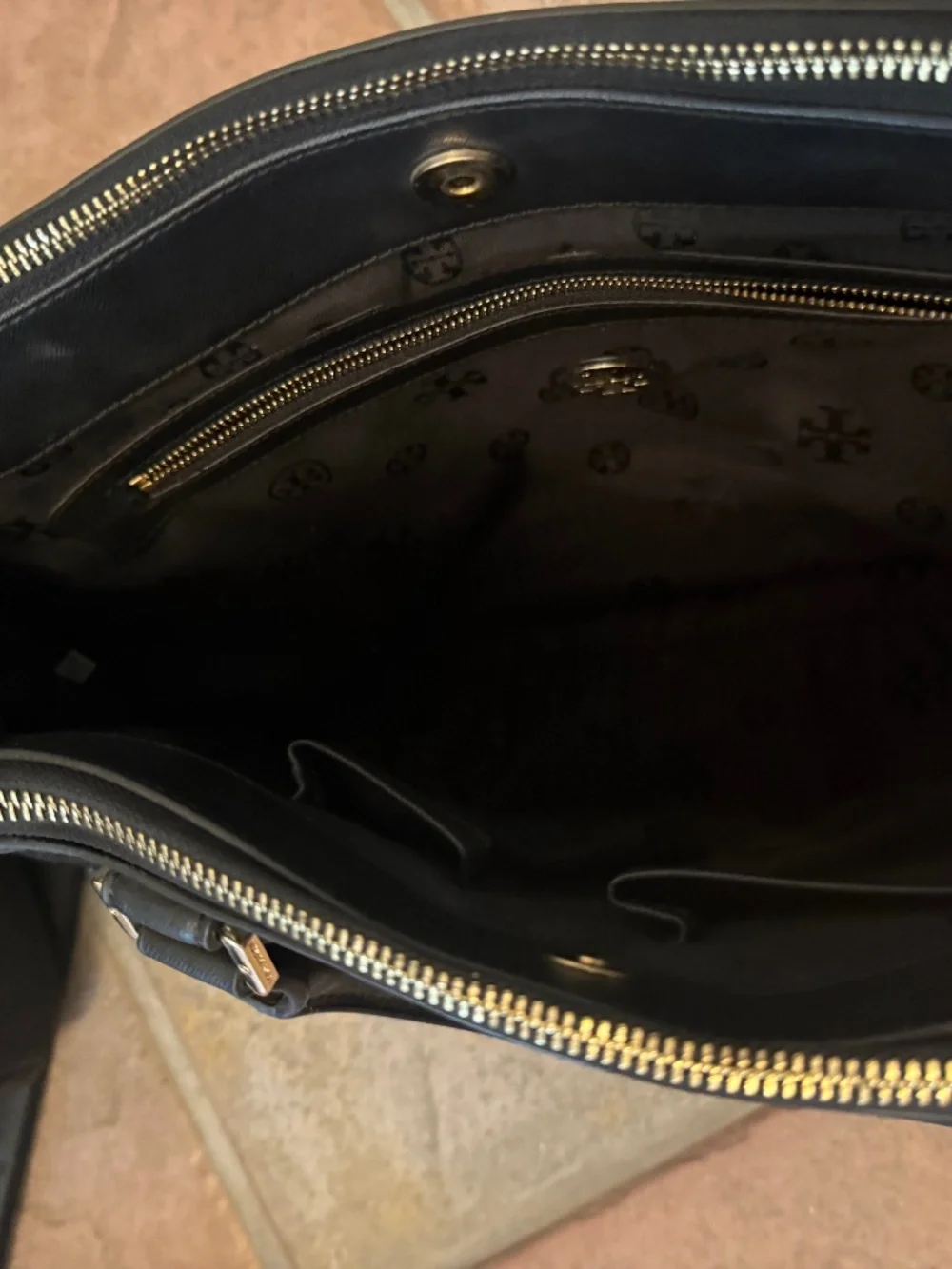 Tory Burch Black Satchel with Gold Hardware