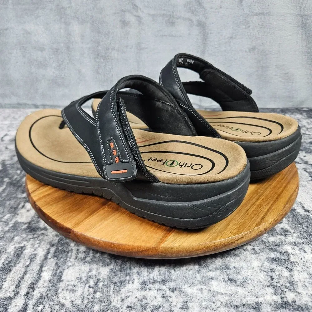 Orthofeet El Dorado Sandals Adjustable Hook Loop Flip Flop Men's Size 13 Wide