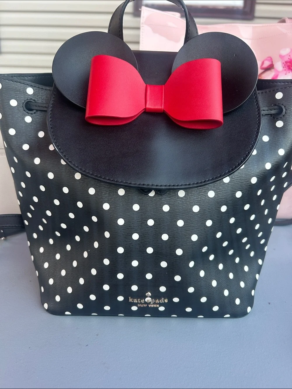 Kate Spade New York Minnie Mouse Polka Dot Backpack Disney Black White Red