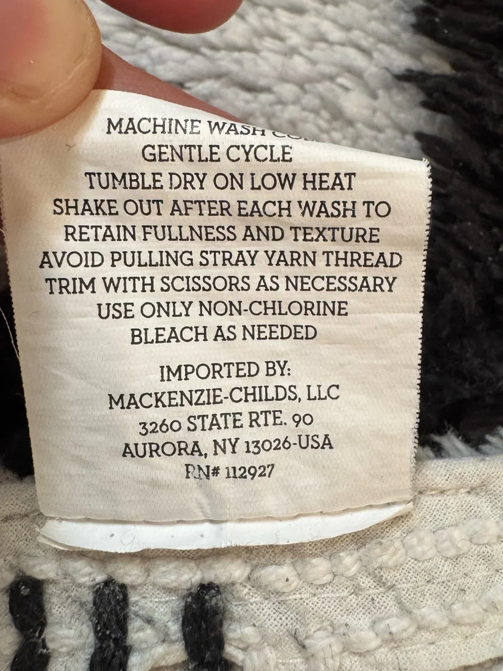 MACKENZIE CHILDS Checkerboard Black Bath Rug Plush Black & White